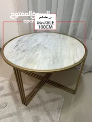  1 Large coffee table with top marble and metal leg