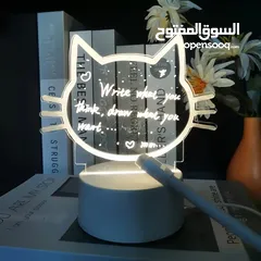  1 Cat Face Creative LED Message Board With Night Light