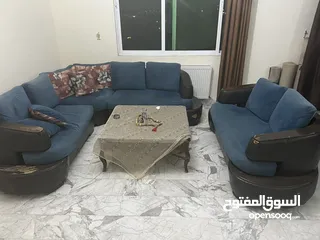  8 طقم كورنر بحاله جيد جدآ خشب زان ثقيل الفرش ضغط عالي تركي بدون الطاوله