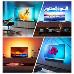  5 حبل ديكور  شريط اضاءه زنون لاصق  خلف شاشة التلفاز لاعطاء شكل مميز للمكان  او سياره