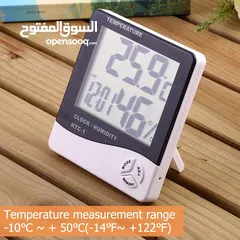  5 ميزان حرارة و رطوبة ساعة قياس درجه الحراره و الرطوبه شاشه LCD وساعه ومنبه يستخدم داخلي وخارجي رطوبه