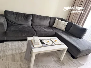  5 Gray sofa L shape كنب رمادي شكل L