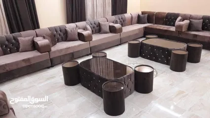  7 عرض خاص على جلسات الخليجية 17 مقعد + طقم طربيزاط مع مراكي + 10 مخدات