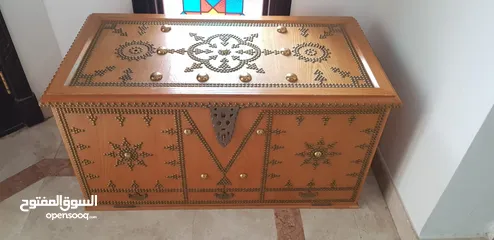  1 Large antique wood Zanzibar chest with extensive brass studwork
