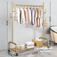  2 ستاند الملابس والاحذية  الذهبي مصنوع من المعدن القوي ضد الصدأ  يتسع لكمية كبيرة جدا من الملابس