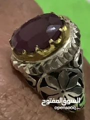  2 خاتم فضه ياقوت صياغه ايراني