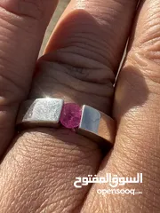  6 جوهرتين من خاتمين فضه 925 صياغه يدويه إحترافيه متوجين بأحجار الياقوت الطبيعي الغير معالج إطلاقا