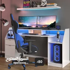  26 مكتب طاولة جيمنج زاويه متوفر بعدة موديلات والوان مناسبه للدراسة والالعاب