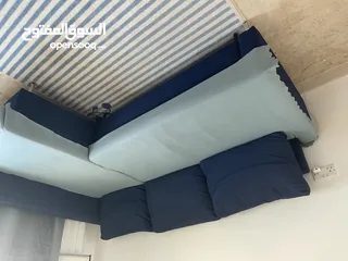  1 FRIHETEN Corner sofa-bed with storage, Blue