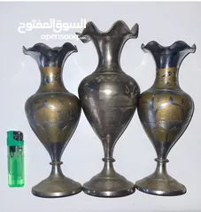  3 مزهريات وكاسات المدينة المنورة ايام الزمن الجميل. الاسعار والتفاصيل في الوصف.