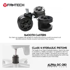  4 FANTECH ALPHA GC-283 GAMING CHAIR - BLACK كرسي فانتيك الالفضل لون اسود فخم طبي