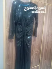  2 فستان سهرة مكسي لون اسود طويل مع أكمام نمرة سمول موديل سمكة