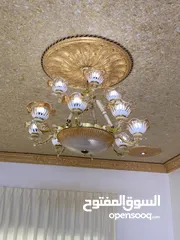  3 ثريا أنيقة للبيع – 13 لمبة ولمّاعة مثل الجديد   ثريا زجاج فخمة 13 لمبة – بحالة الوكالة