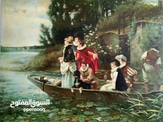  2 لوحة انكليزية رائعة قديمة رسم على كانفا