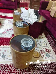  4 طاوله سداسيه تفصيل مع 6 طربيزات برميل كمان تفصيل