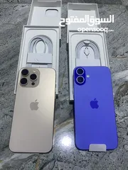  1 لون صحراوي جهاز جديد غير مفعل مع كفاله تبدأ من التفعيلIphone 16 pro max 256  ازرقIphone 16 plus 128
