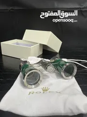  2 Rolex Green Opera Glasses Binoculars with Box & Pouch – Rare Collectible Accessory