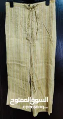  2 Linen Pants 3/4 Green color