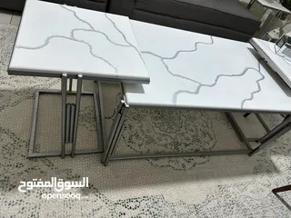  5 طاولة - طاولات وسط  دهان حراري وحديد ثقيل 4 قطع