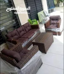  26 طقم راتان 5 مقاعد 125د + طاولة وسط .. شامل التوصيل داخل عمان  يتوفر اطقم راتان سباعي مراجيح ثلاثية 1