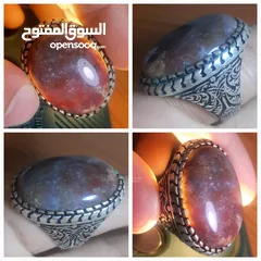  5 مجموعة مميزة من خواتم الفضة الخالصة احجار طبيعية   احجار عقيق، ياقوت، فيروز، اوبال، مازونايت، زفير،