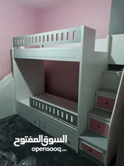  16 تخت طابقين ثلاثي مكفول 5 سنوات بحمل 150 كيلو  الخشب لامنيت مسمك ع خمالتين 3.5 سم