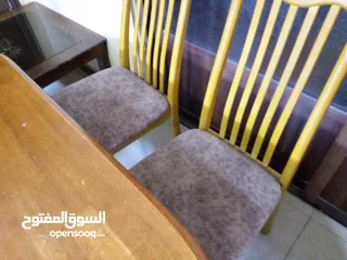  4 طاولة سفرة مع 6 كراسي خشب