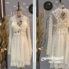  6 جهاز عروس  قميص نوم ابيض طقم العروس 4قطع