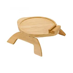  2 Flodable Bamboo Sofa Tray Table (Round) - Wood / Black  طاولة قابلة للطي - خشب /  أسود