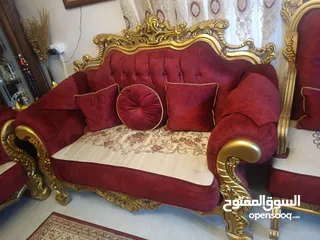 1 طقم كنب حفر خشب زان 9 مقاعد بحالة الوكالة للبيع