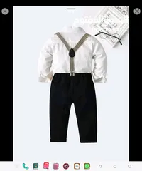  2 SHEIN Young Boy Bow Tie Button Up Shirt & Suspender Pants بدلة أولاد