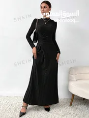  3 New Black Stand Up Collar Long Sleeves Dress / L
