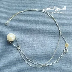  1 سلسال فضة 925 اصلي مع تعليقة لؤلؤ طبيعي مزارع