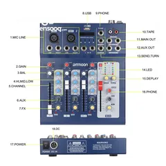  4 MIXER F4 USB مكسر اربع مخارج