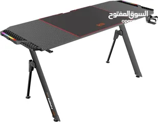  1 طاولة مكتبية قوية للالعاب مع لوحة اضاءة   (PORODO GAMING TABLE E-SPORTS DESK PDX513-BK)