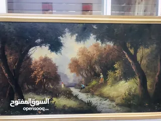  3 لوحة فنية رسم زيتي نظيفة بحالة ممتازة