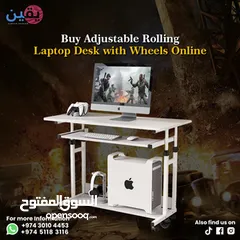  1 Buy Adjustable Rolling Laptop Desk with Wheels Online