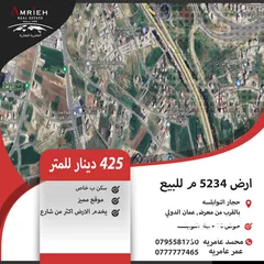  1 ارض 4235 م للبيع في حجار النوابلسه / بالقرب من معرض عمان الدولي .