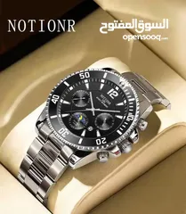  1 ساعه رجالي بسوار من الفولاذ مقاومه للصدأ نمط عمل بشاشه دائريه مع التاريخ ساعه كوارتز للاستخدام اليوم