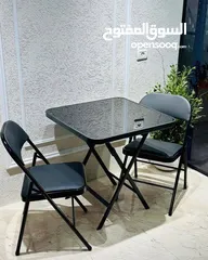  2 طقم طاولة وكراسي قابل للطي — أنيق وعملي   اطلب الان بسعر الحرق