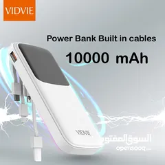  1 VIDVIE PB758 Power Bank 10000 MAH Built in cables باور بنك