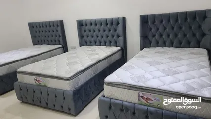  2 new bed 120x190 with mattress sapring made in oman