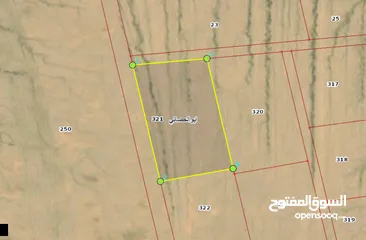  17 سبع قطع اراضي للبيع في ابو الحصاني - شعيب حماد - بعيدة عن الطريق الصحراوي 3.38 كيلومتر