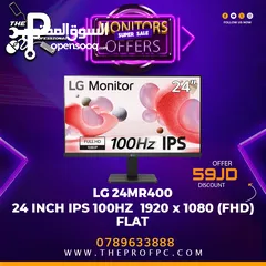  1 شاشة LG 24" IPS 100HZ 180p المميزة بسعر حرق وكفالة سنة