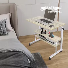  3 طاولة لابتوب طاولة متحركة مع رفوف قابلة لتعديل للارتفاع قياس 80*40 Laptop Tray Table Desk