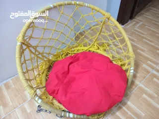  2 مرجيحة تعليق كتان حجم كبير مع جنزير وحلقة