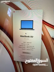  5 MACBOOK AIR - M1 بحالة ممتازة - مع جميع ملحقاته - 51 دورة شحن فقط