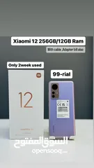  1 Xiaomi 12 256GB/12GB Ram Only 2 week used bill also with Box cable adapter