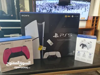  1 PS5 جديدة غير مفتوحة مع يد اضافية وستيشن