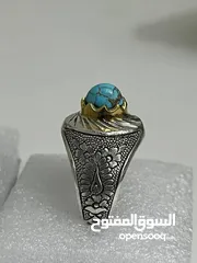  7 خاتم الفيروز الايراني والعقيق اليمني  Iranian turquoise and Yemeni agate ring